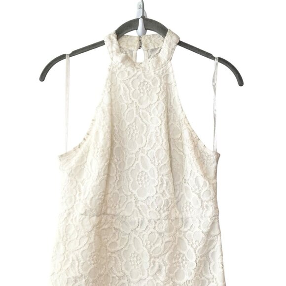 Abercrombie & Fitch Mini Halter Lace Dress Sorority Ivory Crochet Cutout A Line - Picture 3 of 7